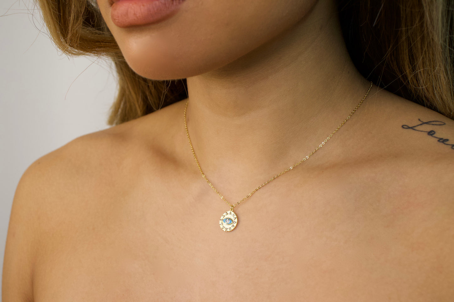 Turquoise Evil Eye Coin Necklace