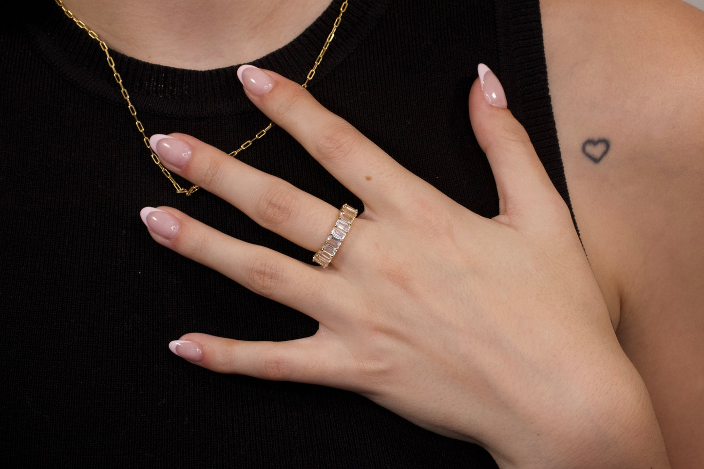 Gold Emerald Cut Eternity Ring