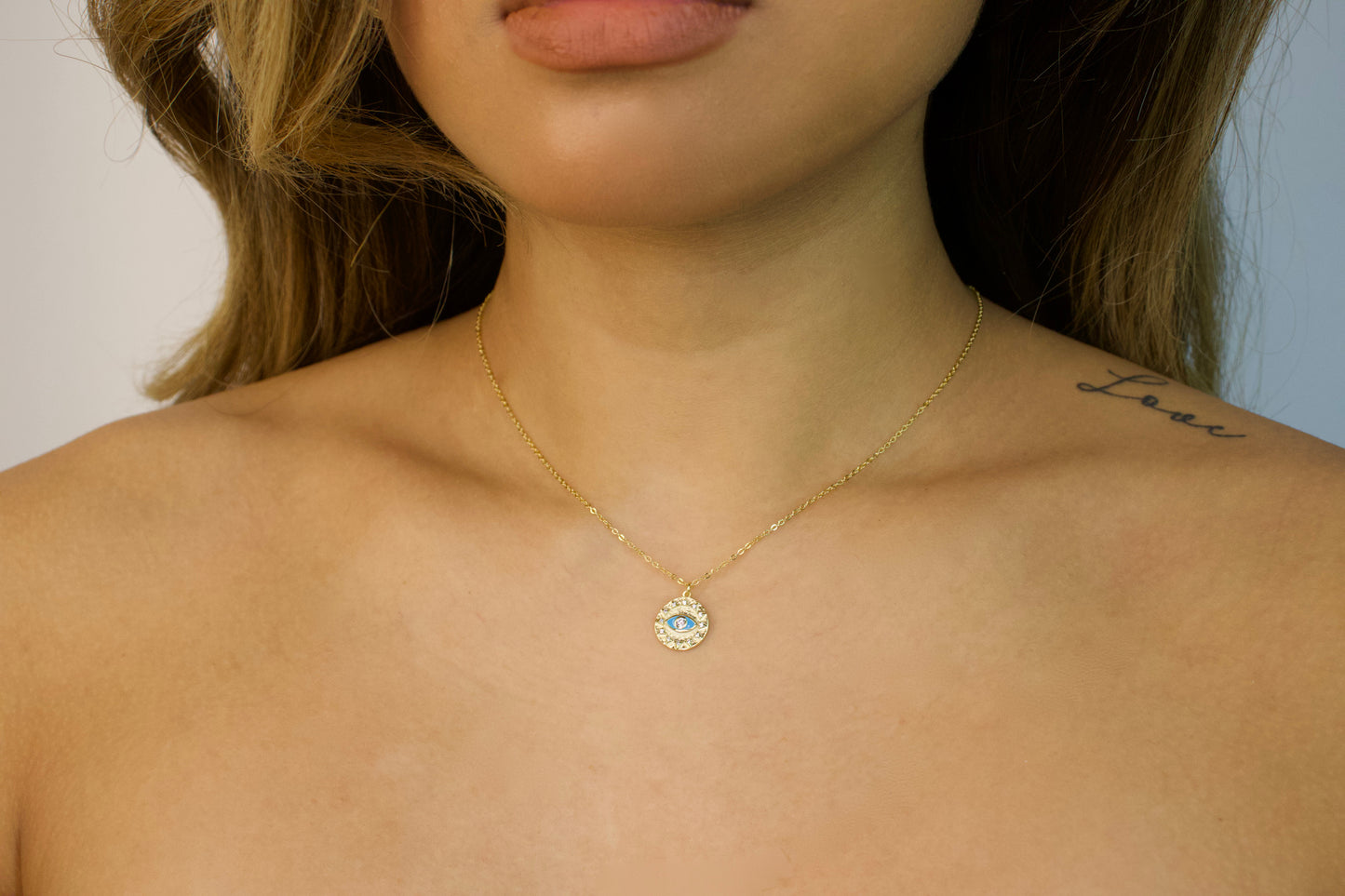 Turquoise Evil Eye Coin Necklace