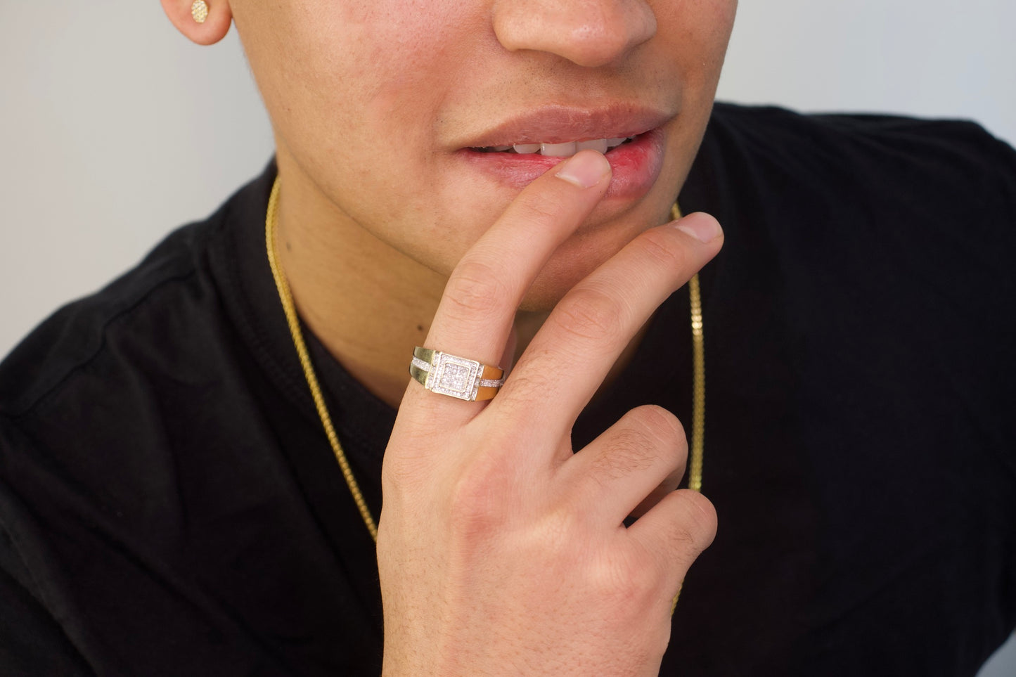 Natural Diamond Square Ring