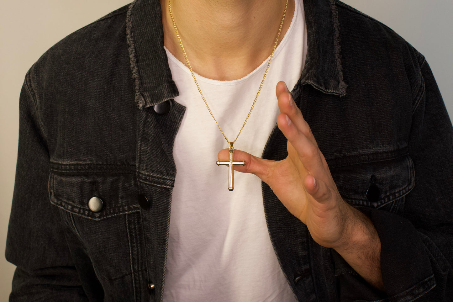 Gold Jumbo Rounded Cross Pendant