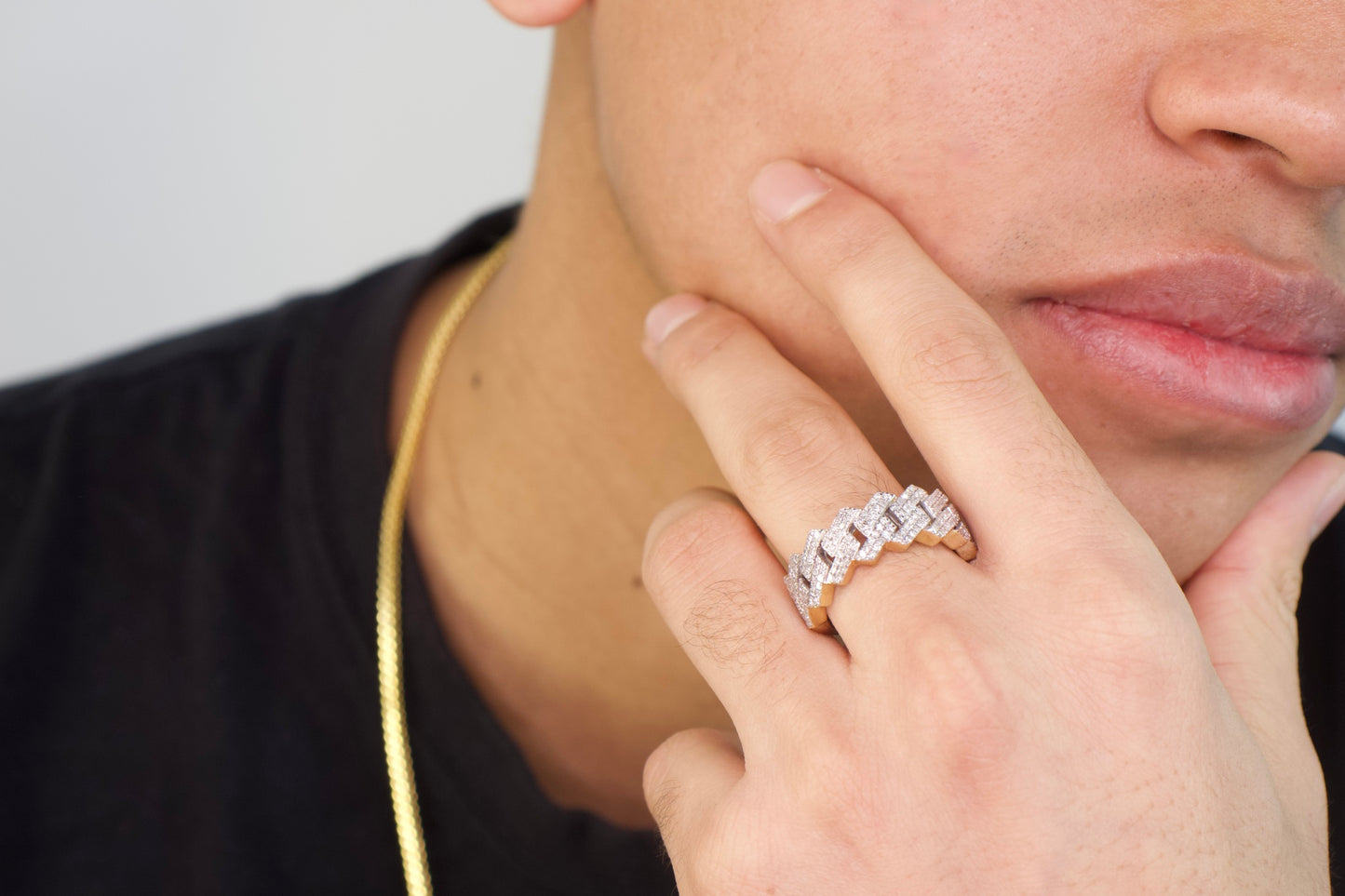 Zigzag Natural Diamond Miami Cuban Ring