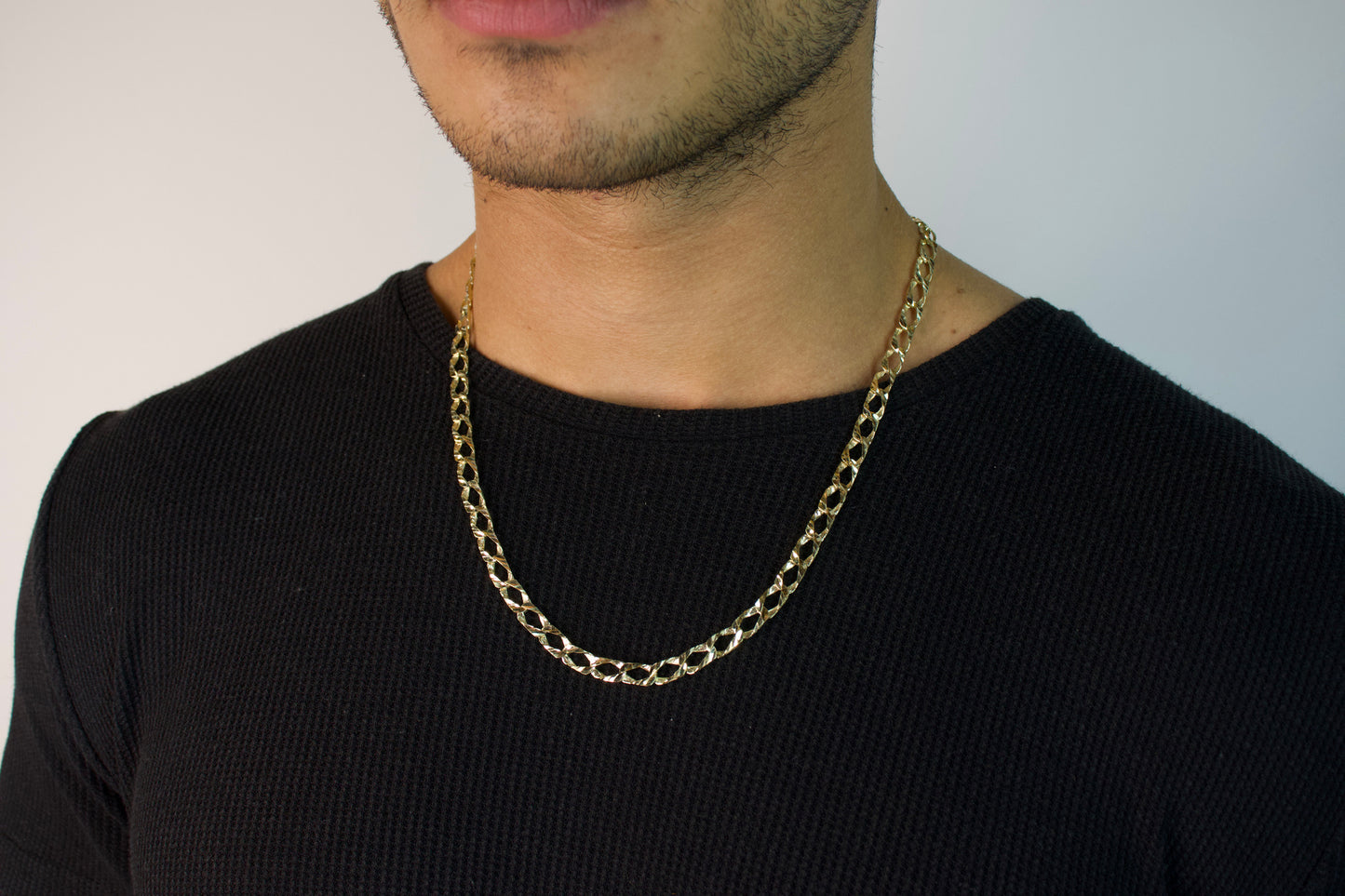 6mm Gold Diamond Cut Curb Chain