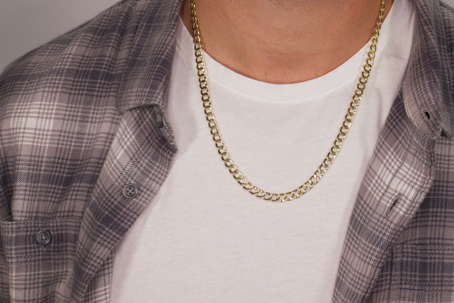 Gold Big Semi-Hollow Curb Chain