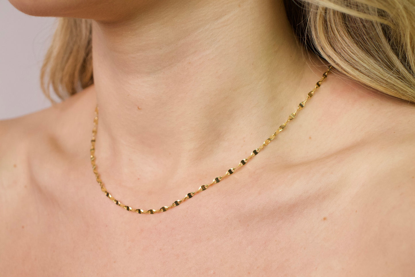 Gold Mirror Link Necklace