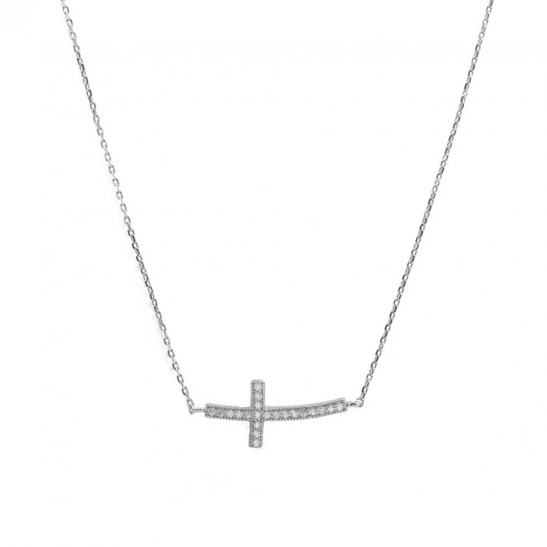 Curved Cross Necklace