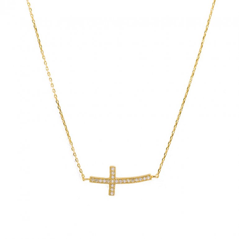 Curved Cross Necklace