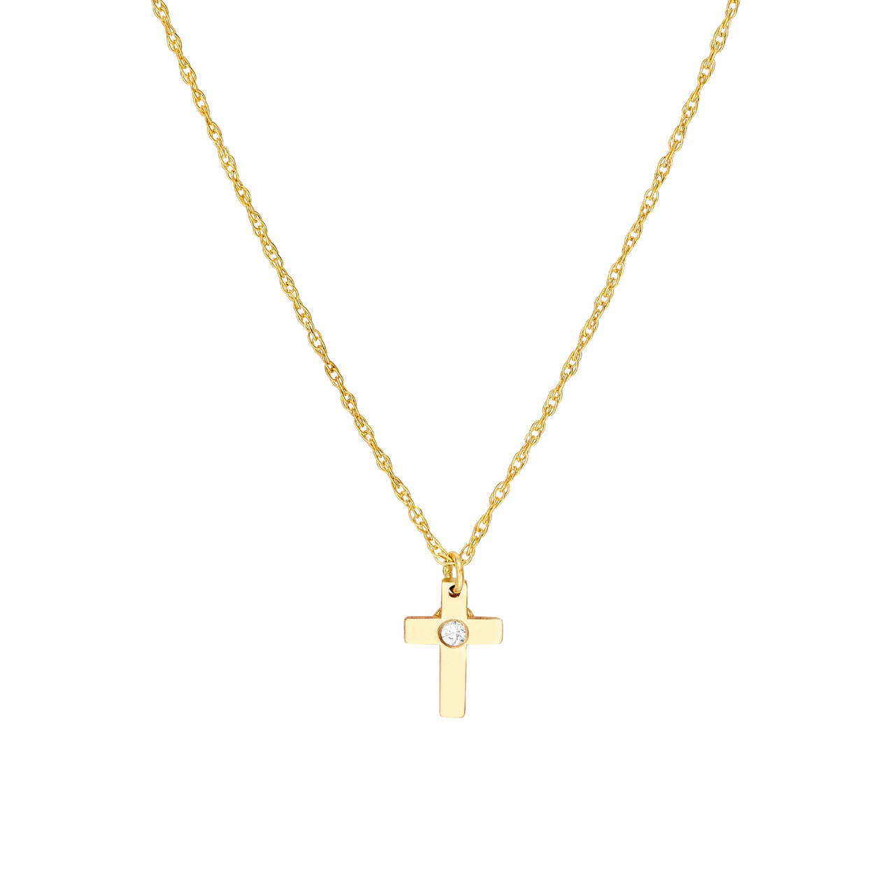 Gold Diamond Dainty Cross Necklace