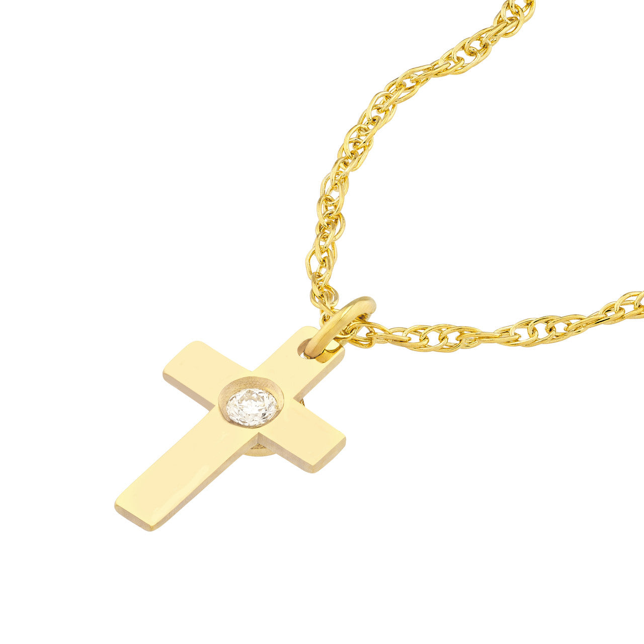 Gold Diamond Dainty Cross Necklace