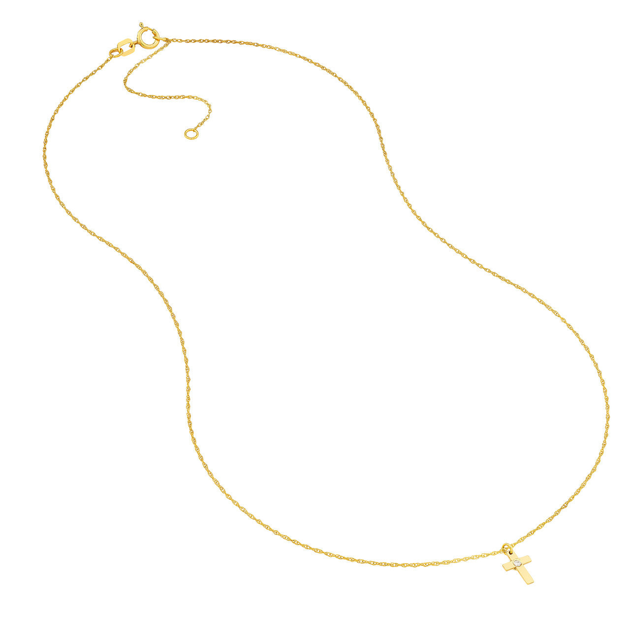 Gold Diamond Dainty Cross Necklace