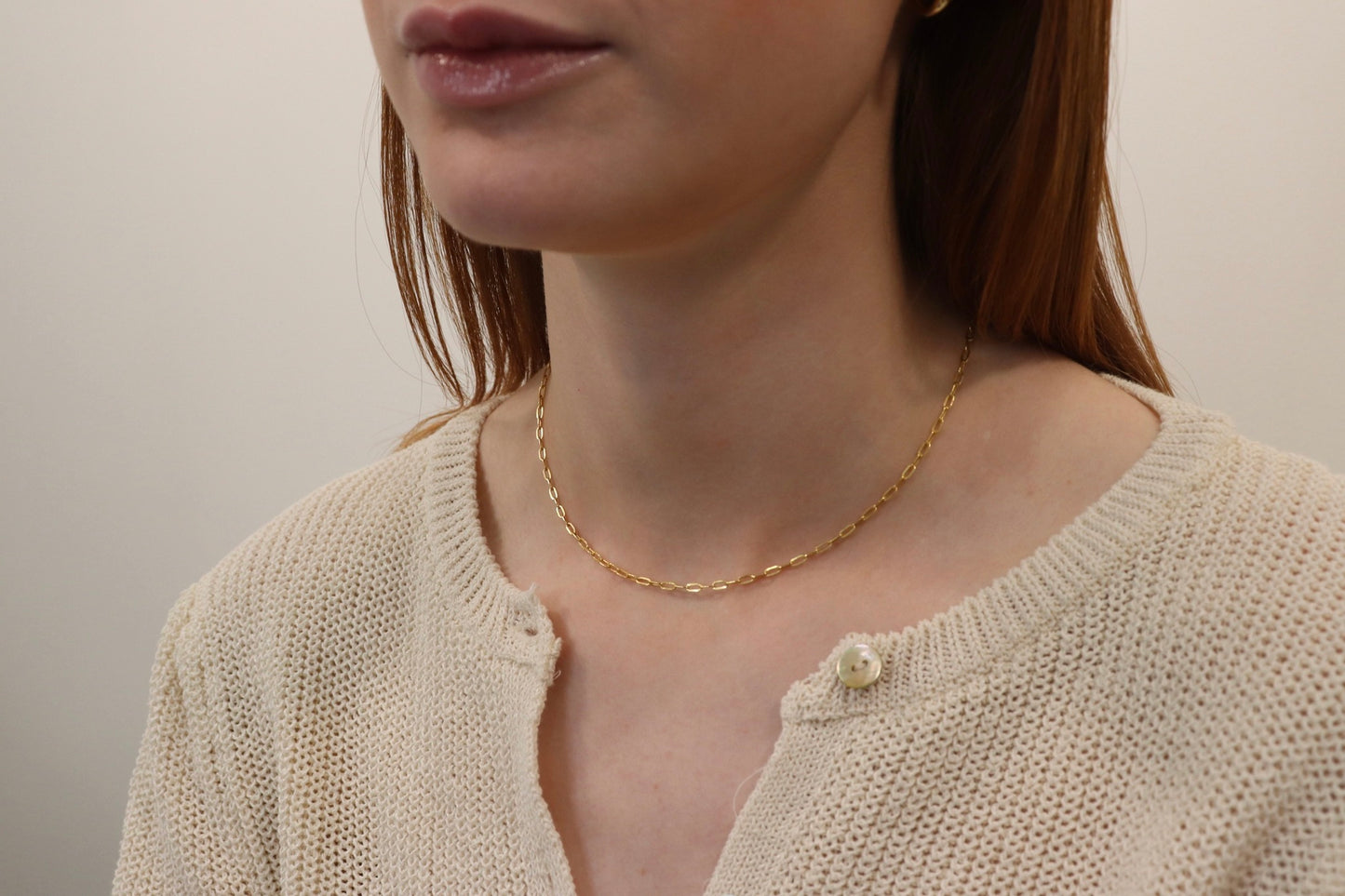 Gold Mini Paperclip Necklace