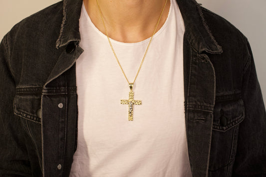 Gold Nugget Crucifix Pendant