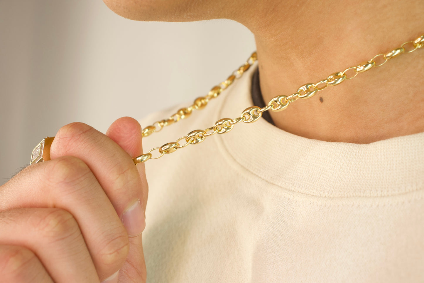 Gold Tiny Puffy Anchor Chain