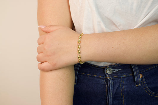 Gold Puffy Anchor Bracelet