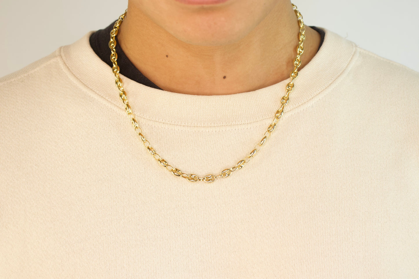 Gold Tiny Puffy Anchor Chain