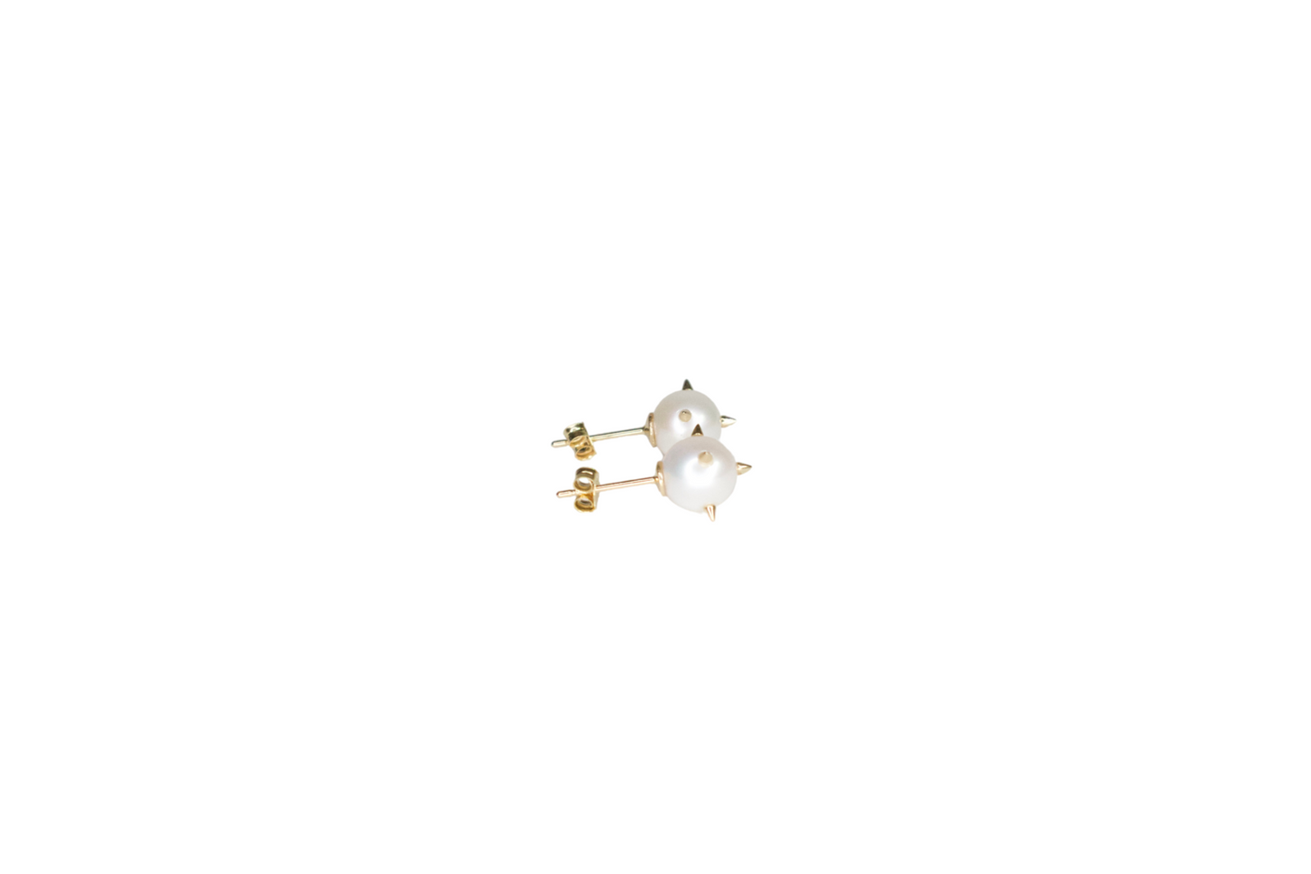 Gold Spikey Pearl Studs