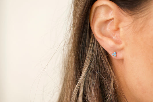 Gold Turquoise Trio Studs