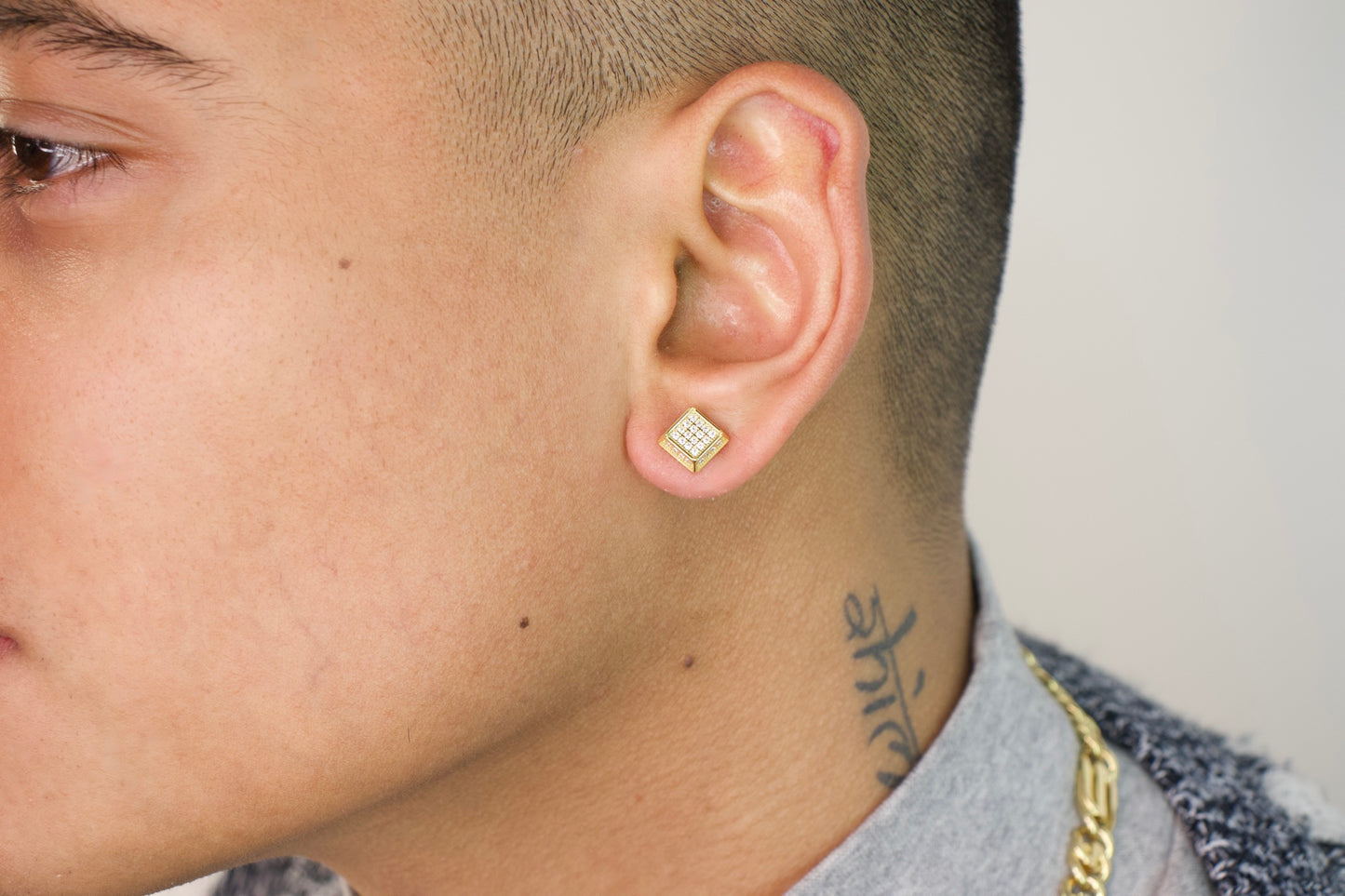 3D Pavé Square Earrings