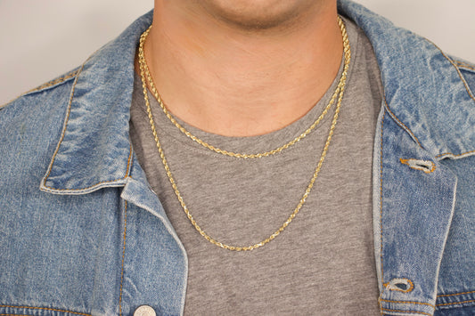 Solid Gold Diamond Cut Rope Chain