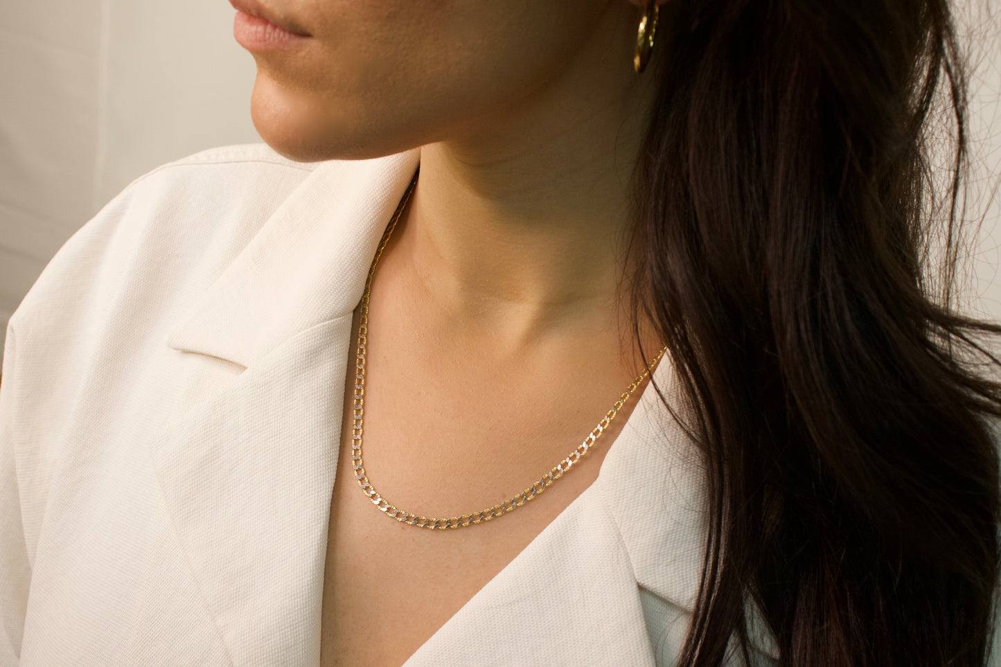 Gold Diamond Cut Curb Necklace