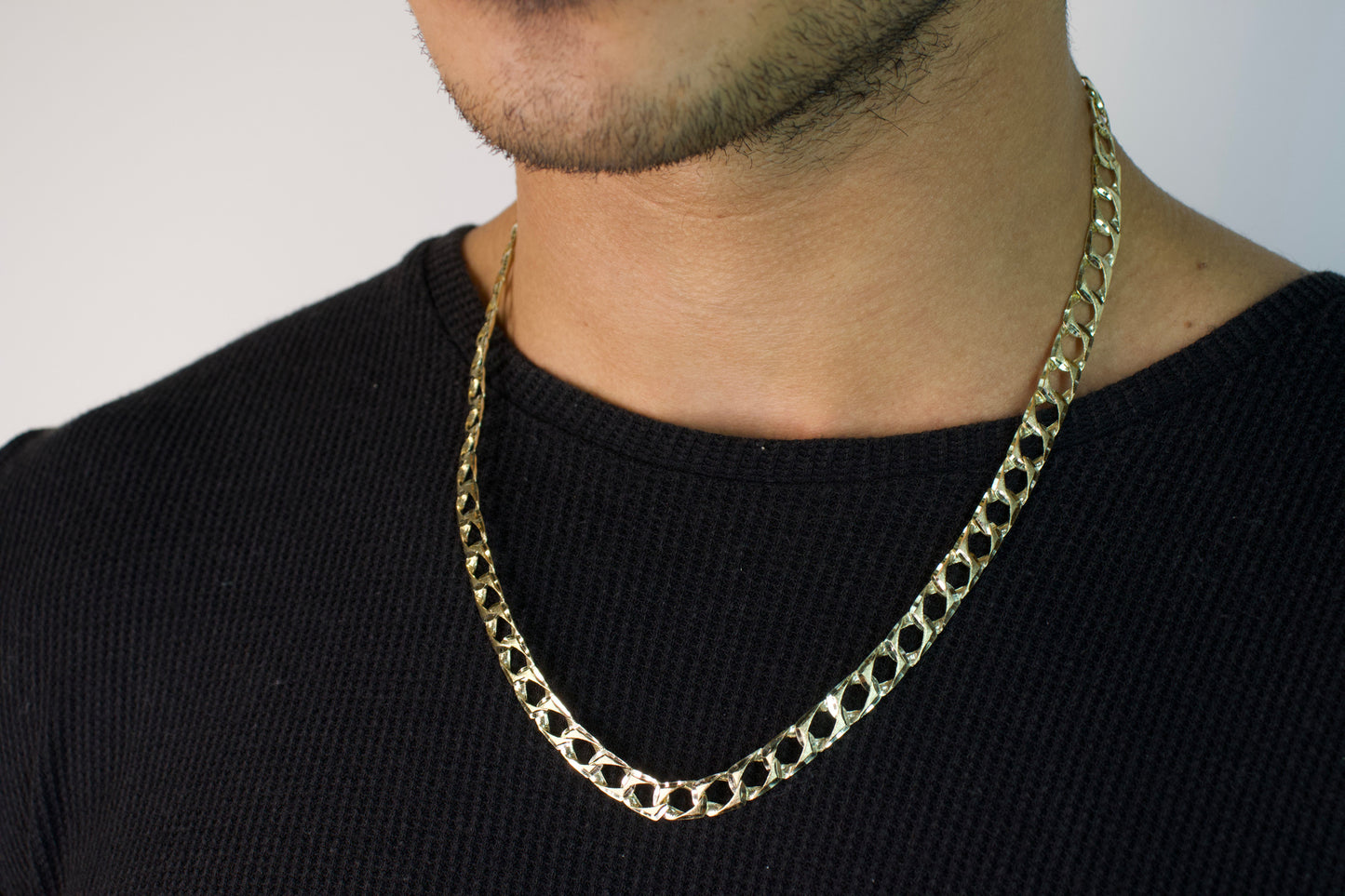 8mm Gold Diamond Cut Curb Chain