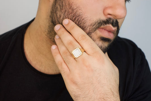 Gold Double Square Ring
