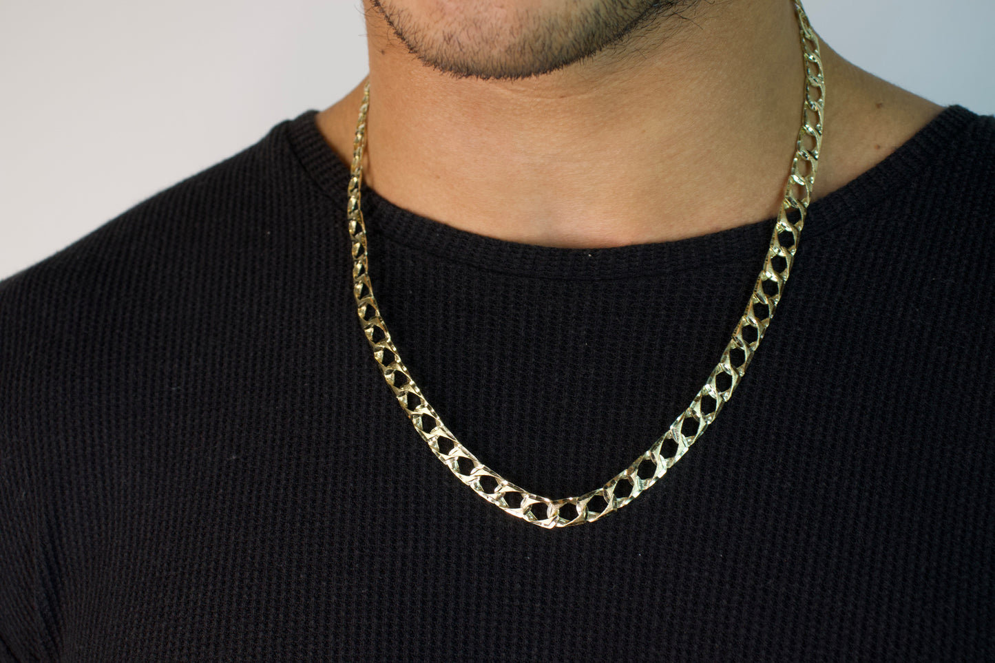 8mm Gold Diamond Cut Curb Chain