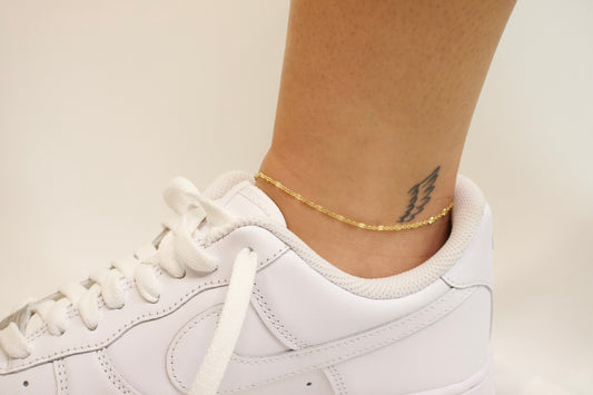 Gold Diamond Cut Oval Disc Anklet