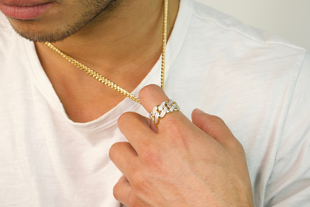 Gold Iced Out Cuban Ring