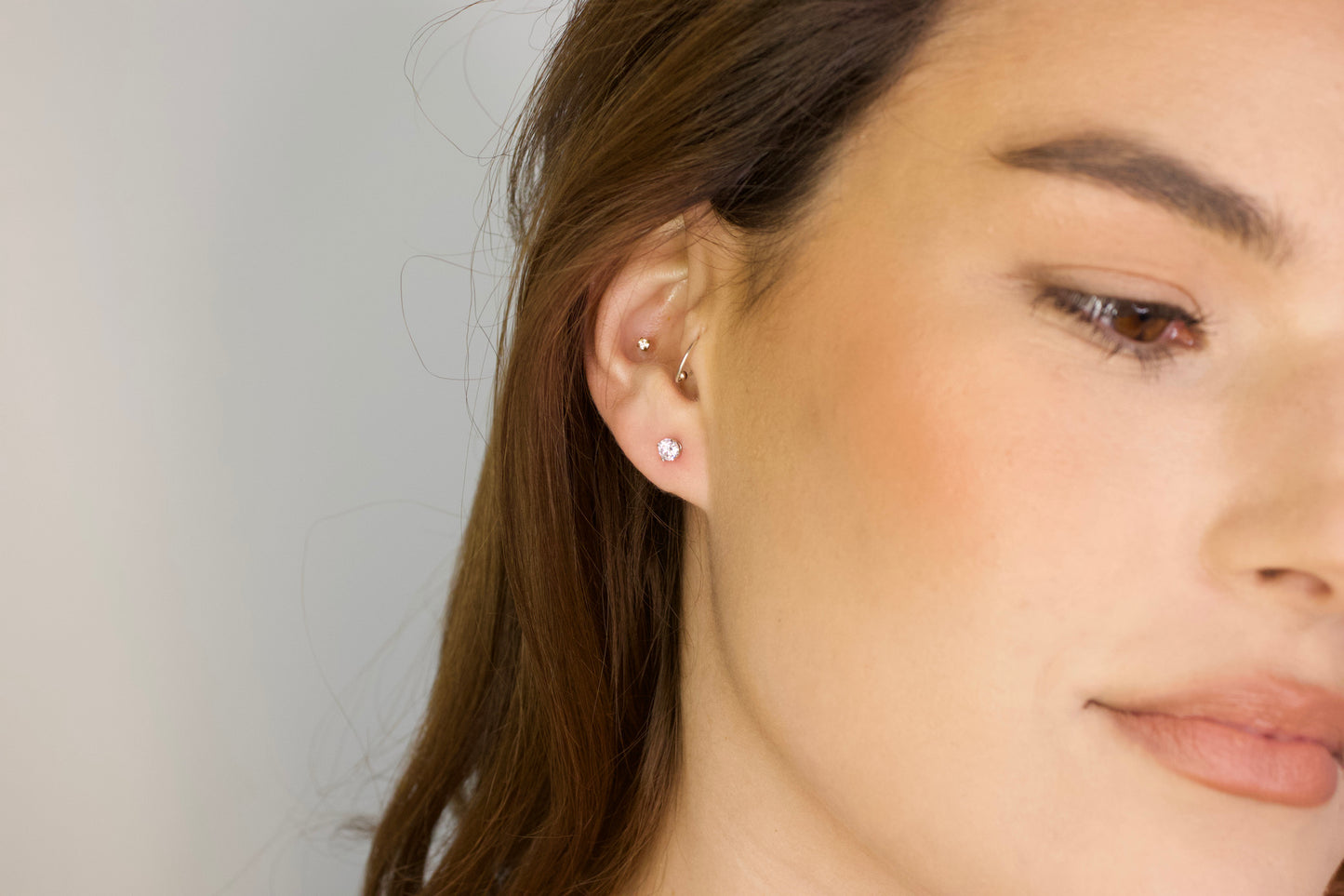Gold Floating Solitaire Studs