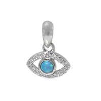 Micro Evil Eye and Opal Pendant
